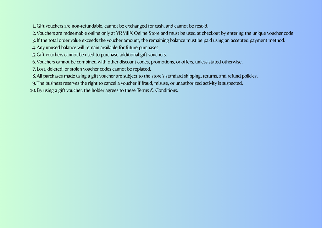 YRMIX GIFT VOUCHER