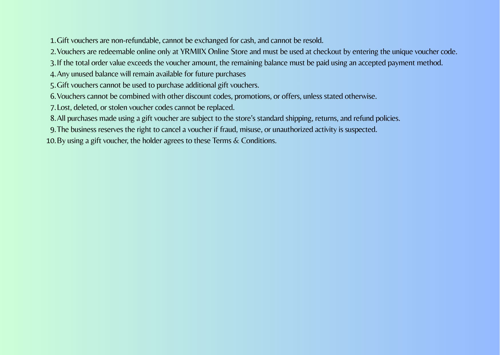 YRMIX GIFT VOUCHER